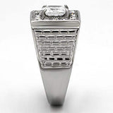 TK955 - High polished (no plating) Stainless Steel Ring with AAA Grade CZ in Clear - Alamode - Flyclothing LLC