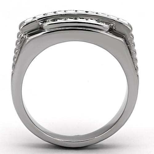 TK956 - High polished (no plating) Stainless Steel Ring with Top Grade Crystal in Clear - Alamode - Flyclothing LLC