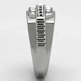 TK956 - High polished (no plating) Stainless Steel Ring with Top Grade Crystal in Clear - Alamode - Flyclothing LLC