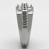TK956 - High polished (no plating) Stainless Steel Ring with Top Grade Crystal  in Clear - Alamode