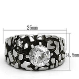 TK958 - High polished (no plating) Stainless Steel Ring with AAA Grade CZ  in Clear - Alamode