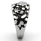 TK958 - High polished (no plating) Stainless Steel Ring with AAA Grade CZ  in Clear - Alamode