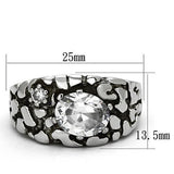 TK959 - High polished (no plating) Stainless Steel Ring with AAA Grade CZ  in Clear - Alamode