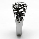 TK959 - High polished (no plating) Stainless Steel Ring with AAA Grade CZ  in Clear - Alamode