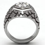 TK960 - High polished (no plating) Stainless Steel Ring with Top Grade Crystal in Clear - Alamode - Flyclothing LLC