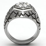 TK960 - High polished (no plating) Stainless Steel Ring with Top Grade Crystal  in Clear - Alamode