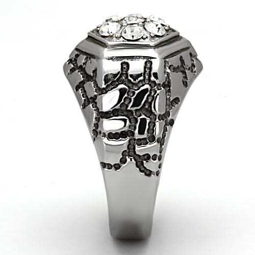 TK960 - High polished (no plating) Stainless Steel Ring with Top Grade Crystal in Clear - Alamode - Flyclothing LLC