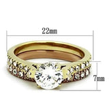 TK968 - IP Gold & IP Rose Gold (Ion Plating) Stainless Steel Ring with AAA Grade CZ  in Clear - Alamode