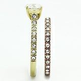 TK968 - IP Gold & IP Rose Gold (Ion Plating) Stainless Steel Ring with AAA Grade CZ  in Clear - Alamode