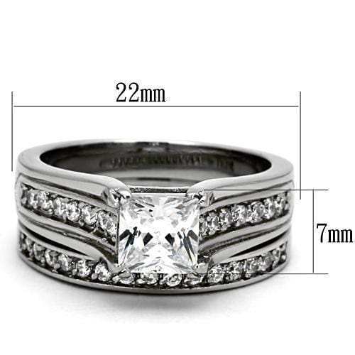 TK969 - High polished (no plating) Stainless Steel Ring with AAA Grade CZ in Clear - Alamode - Flyclothing LLC