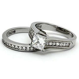 TK969 - High polished (no plating) Stainless Steel Ring with AAA Grade CZ in Clear - Alamode - Flyclothing LLC