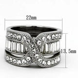 TK970 - High polished (no plating) Stainless Steel Ring with Top Grade Crystal  in Clear - Alamode