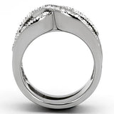 TK970 - High polished (no plating) Stainless Steel Ring with Top Grade Crystal  in Clear - Alamode