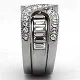 TK970 - High polished (no plating) Stainless Steel Ring with Top Grade Crystal in Clear - Alamode - Flyclothing LLC