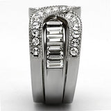 TK970 - High polished (no plating) Stainless Steel Ring with Top Grade Crystal  in Clear - Alamode