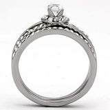 TK971 - High polished (no plating) Stainless Steel Ring with AAA Grade CZ in Clear - Alamode - Flyclothing LLC