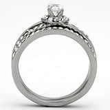 TK971 - High polished (no plating) Stainless Steel Ring with AAA Grade CZ  in Clear