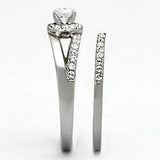 TK971 - High polished (no plating) Stainless Steel Ring with AAA Grade CZ in Clear - Alamode - Flyclothing LLC