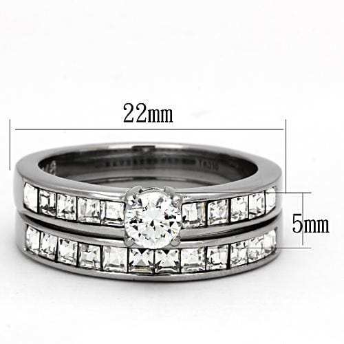 TK972 - High polished (no plating) Stainless Steel Ring with AAA Grade CZ in Clear - Alamode - Flyclothing LLC
