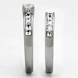 TK972 - High polished (no plating) Stainless Steel Ring with AAA Grade CZ in Clear - Alamode - Flyclothing LLC