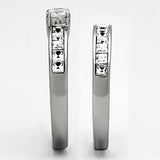 TK972 - High polished (no plating) Stainless Steel Ring with AAA Grade CZ  in Clear - Alamode