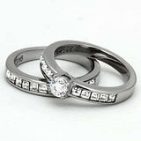 TK972 - High polished (no plating) Stainless Steel Ring with AAA Grade CZ in Clear - Alamode - Flyclothing LLC