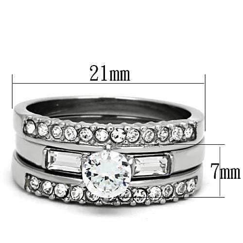 TK973 - High polished (no plating) Stainless Steel Ring with AAA Grade CZ in Clear - Alamode - Flyclothing LLC