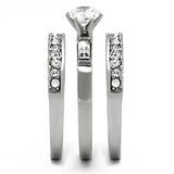 TK973 - High polished (no plating) Stainless Steel Ring with AAA Grade CZ  in Clear - Alamode
