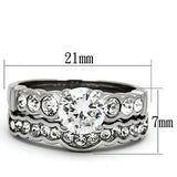 TK974 - High polished (no plating) Stainless Steel Ring with AAA Grade CZ  in Clear - Alamode