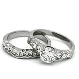 TK974 - High polished (no plating) Stainless Steel Ring with AAA Grade CZ in Clear - Alamode - Flyclothing LLC