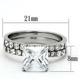 TK975 - High polished (no plating) Stainless Steel Ring with AAA Grade CZ  in Clear - Alamode