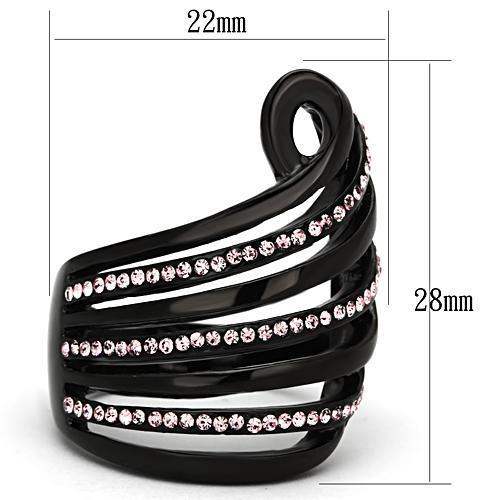 TK977 - IP Black(Ion Plating) Stainless Steel Ring with Top Grade Crystal in Light Rose - Alamode - Flyclothing LLC