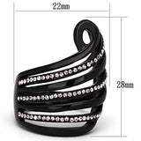 TK977 - IP Black(Ion Plating) Stainless Steel Ring with Top Grade Crystal  in Light Rose - Alamode