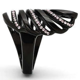 TK977 - IP Black(Ion Plating) Stainless Steel Ring with Top Grade Crystal in Light Rose - Alamode - Flyclothing LLC