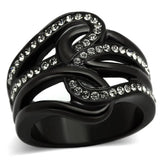 TK978 - IP Black(Ion Plating) Stainless Steel Ring with Top Grade Crystal in Black Diamond - Alamode - Flyclothing LLC