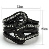 TK978 - IP Black(Ion Plating) Stainless Steel Ring with Top Grade Crystal  in Black Diamond - Alamode