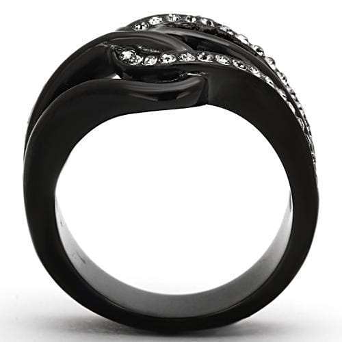 TK978 - IP Black(Ion Plating) Stainless Steel Ring with Top Grade Crystal in Black Diamond - Alamode - Flyclothing LLC