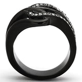 TK978 - IP Black(Ion Plating) Stainless Steel Ring with Top Grade Crystal  in Black Diamond - Alamode
