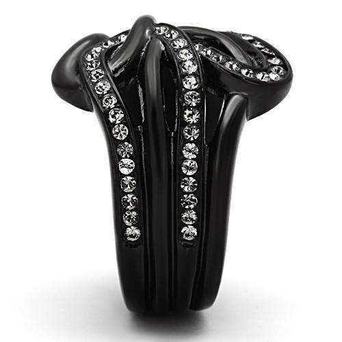TK978 - IP Black(Ion Plating) Stainless Steel Ring with Top Grade Crystal in Black Diamond - Alamode - Flyclothing LLC