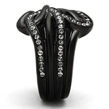TK978 - IP Black(Ion Plating) Stainless Steel Ring with Top Grade Crystal in Black Diamond - Alamode - Flyclothing LLC