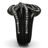 TK978 - IP Black(Ion Plating) Stainless Steel Ring with Top Grade Crystal  in Black Diamond - Alamode