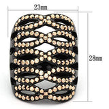 TK979 - IP Black(Ion Plating) Stainless Steel Ring with Top Grade Crystal in Metallic Light Gold - Alamode - Flyclothing LLC