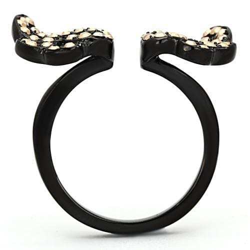 TK980 - IP Black(Ion Plating) Stainless Steel Ring with Top Grade Crystal in Metallic Light Gold - Alamode - Flyclothing LLC