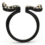 TK980 - IP Black(Ion Plating) Stainless Steel Ring with Top Grade Crystal  in Metallic Light Gold - Alamode