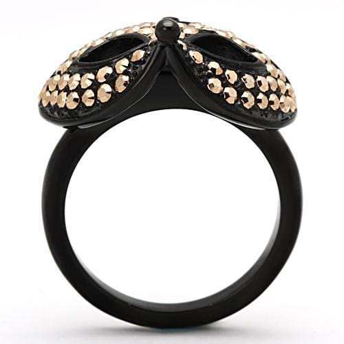 TK981 - IP Black(Ion Plating) Stainless Steel Ring with Top Grade Crystal in Metallic Light Gold - Alamode - Flyclothing LLC
