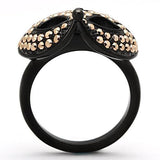 TK981 - IP Black(Ion Plating) Stainless Steel Ring with Top Grade Crystal  in Metallic Light Gold - Alamode
