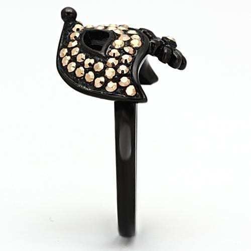 TK981 - IP Black(Ion Plating) Stainless Steel Ring with Top Grade Crystal in Metallic Light Gold - Alamode - Flyclothing LLC