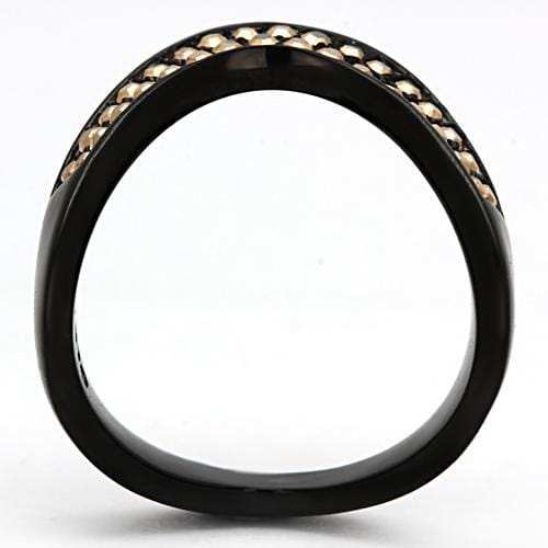 TK982 - IP Black(Ion Plating) Stainless Steel Ring with Top Grade Crystal in Metallic Light Gold - Alamode - Flyclothing LLC