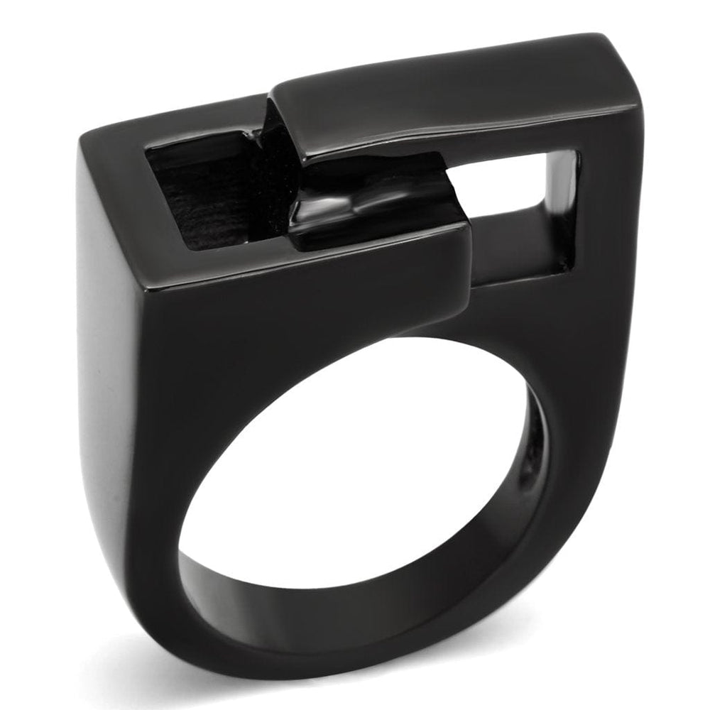 TK989 - IP Black(Ion Plating) Stainless Steel Ring with No Stone - Alamode