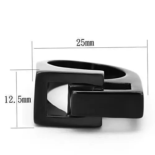 TK989 - IP Black(Ion Plating) Stainless Steel Ring with No Stone - Alamode - Flyclothing LLC